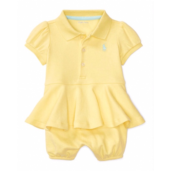 Ralph Lauren One Pieces Ralph Lauren Baby Girls Yellow Romper